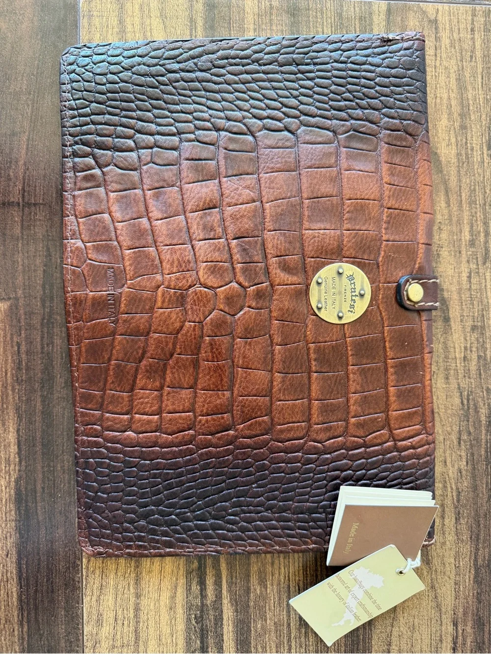 PRATESI Made In Italy Envelope Leather Pouch Purse W/Dust Jacket New With Tags